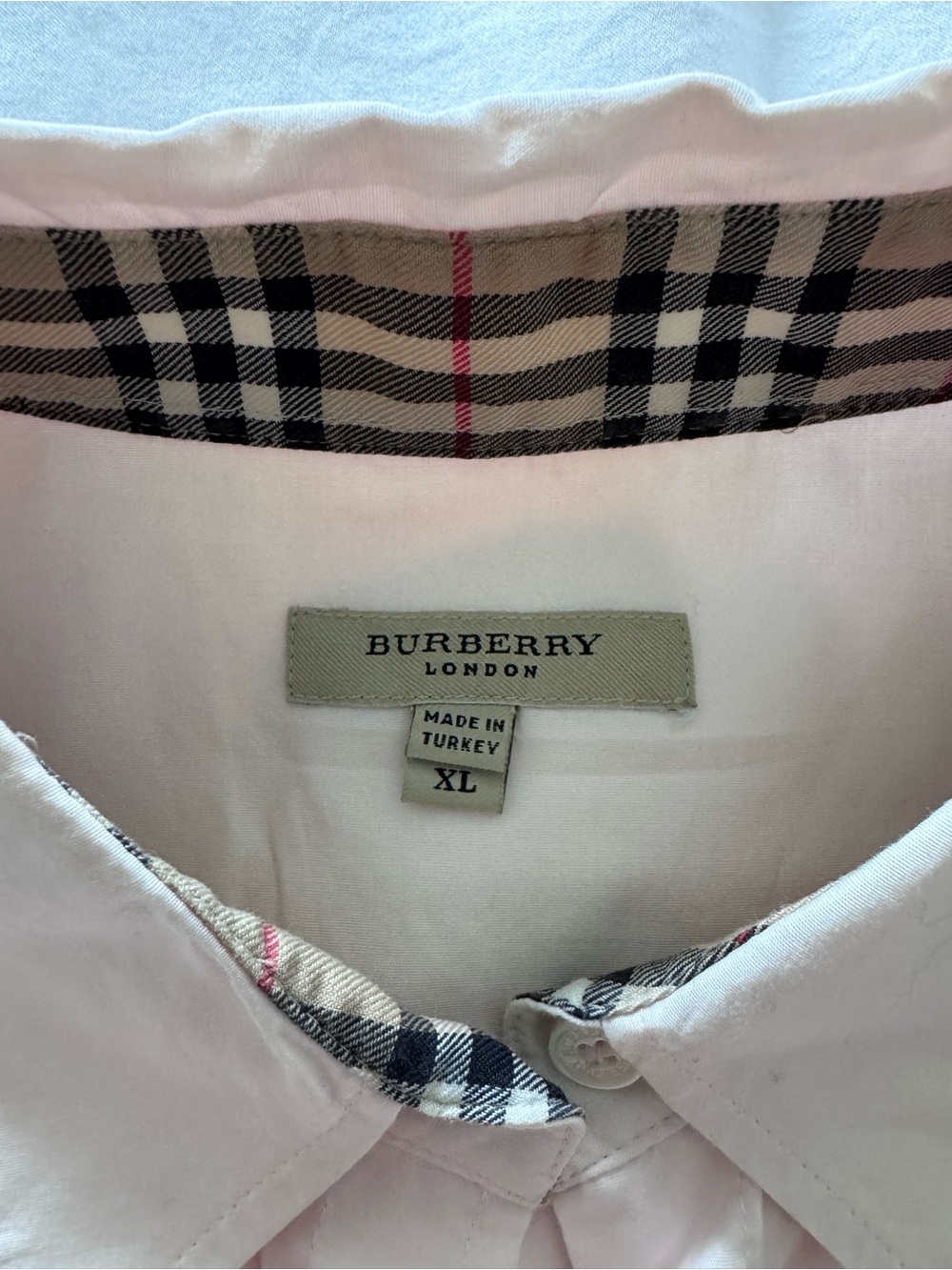 3/4 Sleeve, Authentic Burberry Button-Up.  Lt. Pink, Excellent Condition